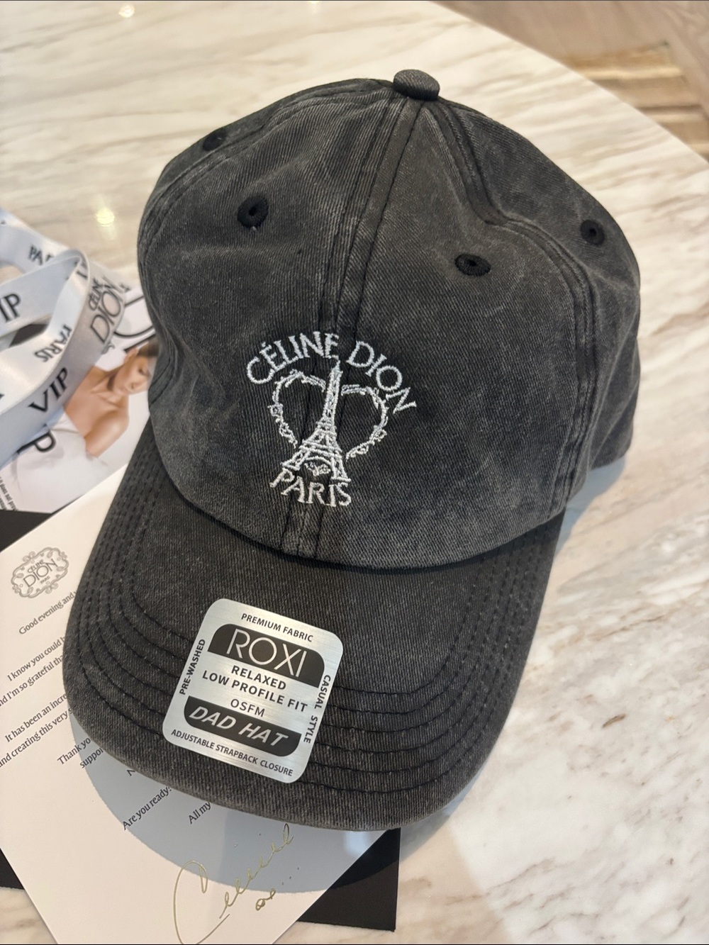 Céline Dion Paris Embroidered Black Baseball Cap